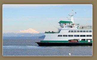 Washington ferries and Mt. Baker: see both from Beacon Landing Restaurant